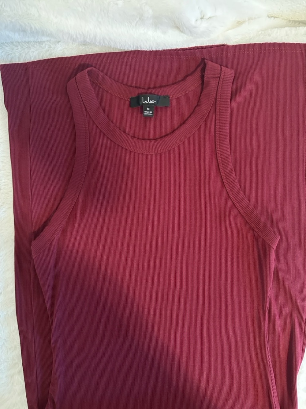Lulus Simply Wonderful Burgundy Ribbed Bodycon Midi Dress Red - Size M - NWOT - Picture 7 of 10